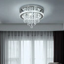 GobekUsa Crystal LED Ceiling Chandelier: Remote Dimming Round Lamp for Luxury Home Decor