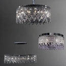 Luxury clear & purple crystal chrome chandelier dining room light by Decorbites