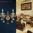 GobekUsa Crystal Wall Lamp, K9 Crystals, Champagne Gold/Silver, 1/2 Lights, Luxury Bedside Light