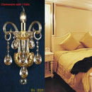 GobekUsa Crystal Wall Lamp, K9 Crystals, Champagne Gold/Silver, 1/2 Lights, Luxury Bedside Light
