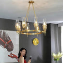 GobekUsa Copper & Glass Chandelier - Luxury Lighting Fixture for Living, Dining, Bedroom - Dimmable
