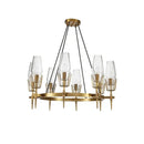 GobekUsa Copper & Glass Chandelier - Luxury Lighting Fixture for Living, Dining, Bedroom - Dimmable
