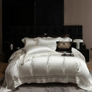 GobekUsa 1000TC Egyptian Cotton Luxury Satin Bedding Set with Wide Hollow Edge