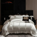 GobekUsa 1000TC Egyptian Cotton Luxury Satin Bedding Set with Wide Hollow Edge