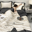GobekUsa Ice Silk Embroidered Quilt Set: Luxury European Style, Cooling Comforter