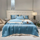 GobekUsa Ice Silk Embroidered Quilt Set: Luxury European Style, Cooling Comforter