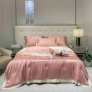 GobekUsa Ice Silk Embroidered Quilt Set: Luxury European Style, Cooling Comforter