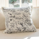 Luxury cream & black camellia jacquard pillow cover living room by Decorbites