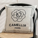 Luxury cream & black camellia jacquard pillow cover living room by Decorbites