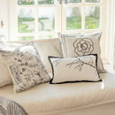 Luxury cream & black camellia jacquard pillow cover living room by Decorbites