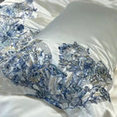 GobekUsa Butterfly Flowers Embroidery Luxury Bedding Set 4Pcs