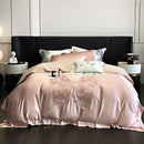 GobekUsa Butterfly Flowers Embroidery Luxury Bedding Set 4Pcs