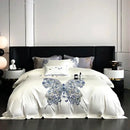 GobekUsa Butterfly Flowers Embroidery Luxury Bedding Set 4Pcs