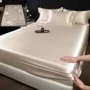 GobekUsa 100% Mulberry Silk Fitted Sheet Set with Pillowcase - Luxury Solid Color Silk Bed Linen
