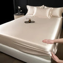GobekUsa 100% Mulberry Silk Fitted Sheet Set with Pillowcase - Luxury Solid Color Silk Bed Linen