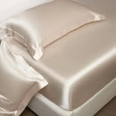 GobekUsa 100% Mulberry Silk Fitted Sheet Set with Pillowcase - Luxury Solid Color Silk Bed Linen