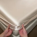 GobekUsa 100% Mulberry Silk Fitted Sheet Set with Pillowcase - Luxury Solid Color Silk Bed Linen