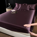 GobekUsa 100% Mulberry Silk Fitted Sheet Set with Pillowcase - Luxury Solid Color Silk Bed Linen