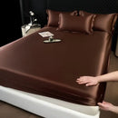 GobekUsa 100% Mulberry Silk Fitted Sheet Set with Pillowcase - Luxury Solid Color Silk Bed Linen