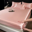 GobekUsa 100% Mulberry Silk Fitted Sheet Set with Pillowcase - Luxury Solid Color Silk Bed Linen
