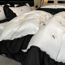 GobekUsa Ice Silk Embroidery Bedding Sets: Luxury Rayon Duvet Set with Lace, Soft & Cozy