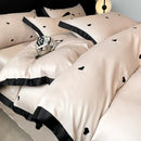 GobekUsa Ice Silk Embroidery Bedding Sets: Luxury Rayon Duvet Set with Lace, Soft & Cozy