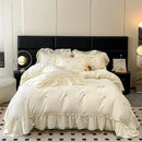 GobekUsa Ice Silk Embroidery Bedding Sets: Luxury Rayon Duvet Set with Lace, Soft & Cozy