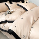 GobekUsa Ice Silk Embroidery Bedding Sets: Luxury Rayon Duvet Set with Lace, Soft & Cozy