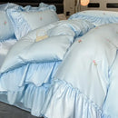 GobekUsa Ice Silk Embroidery Bedding Sets: Luxury Rayon Duvet Set with Lace, Soft & Cozy