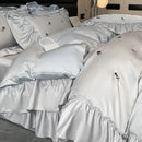 GobekUsa Ice Silk Embroidery Bedding Sets: Luxury Rayon Duvet Set with Lace, Soft & Cozy