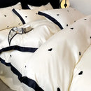 GobekUsa Ice Silk Embroidery Bedding Sets: Luxury Rayon Duvet Set with Lace, Soft & Cozy