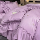 GobekUsa Ice Silk Embroidery Bedding Sets: Luxury Rayon Duvet Set with Lace, Soft & Cozy