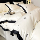 GobekUsa Ice Silk Embroidery Bedding Sets: Luxury Rayon Duvet Set with Lace, Soft & Cozy