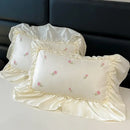GobekUsa Ice Silk Embroidery Bedding Sets: Luxury Rayon Duvet Set with Lace, Soft & Cozy