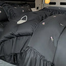 GobekUsa Ice Silk Embroidery Bedding Sets: Luxury Rayon Duvet Set with Lace, Soft & Cozy