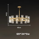 GobekUsa Crystal Black Gold Luxury LED Hanging Pendant Light for Living Room