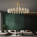 GobekUsa Crystal Black Gold Luxury LED Hanging Pendant Light for Living Room