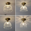 GobekUsa Glass Grid LED Ceiling Lamp: Luxury Crystal Nordic Copper Ceiling Lights