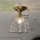 GobekUsa Glass Grid LED Ceiling Lamp: Luxury Crystal Nordic Copper Ceiling Lights