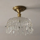 GobekUsa Glass Grid LED Ceiling Lamp: Luxury Crystal Nordic Copper Ceiling Lights