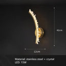 GobekUsa Crystal Gold Metal Wall Light: Luxury Stainless Steel Sconce for Home Decor