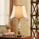 GobekUsa Crystal Table Lamp with Fabric Lampshade - Luxury Bedroom Lighting