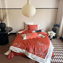 GobekUsa Bamboo Embroidery 1000TC Egyptian Cotton Bedding Set in Luxury Dark Blue