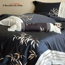 GobekUsa Bamboo Embroidery 1000TC Egyptian Cotton Bedding Set in Luxury Dark Blue