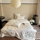 GobekUsa Bamboo Embroidery 1000TC Egyptian Cotton Bedding Set in Luxury Dark Blue