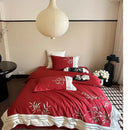 GobekUsa Bamboo Embroidery 1000TC Egyptian Cotton Bedding Set in Luxury Dark Blue