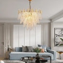 GobekUsa Glass Leaf Luxury Chandelier LED Pendant Lights for Modern Living Room