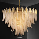 GobekUsa Glass Leaf Luxury Chandelier LED Pendant Lights for Modern Living Room