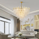 GobekUsa Glass Leaf Luxury Chandelier LED Pendant Lights for Modern Living Room