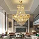 GobekUsa Gold Round Chandelier Dimmable LED Stair Lights Luxury Suspension Lamp